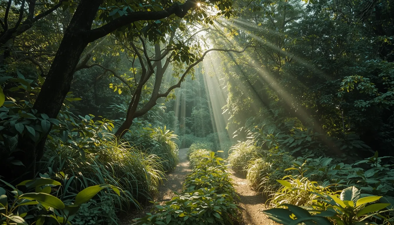 هواء الشروق ومسارات خضراء وانتباه هادئ